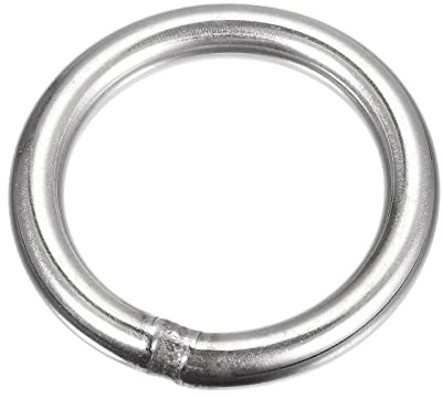 sourcing map 1 Stück O Ringe Edelstahl 304 Metallringe, 60 mm Außendurchm. 8 mm Dicke Geschweißter O-Ring für Befestigung Schrauben Haken Campinggürtel Hundeleinen Taschen Paracord