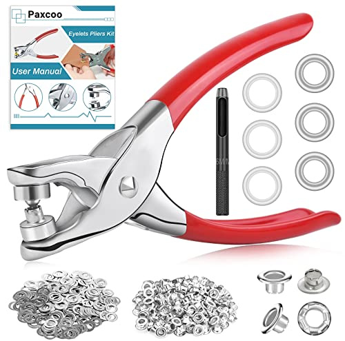 803Pcs Grommet Tool Kit 6mm 1/4 Inch(Inside Hole Size) Eyelet Kit with 400Pcs Eyelets Grommets, 400Pcs Washers and Grommet Eyelet Pliers for Leather/Belt/Shoes/Crafts