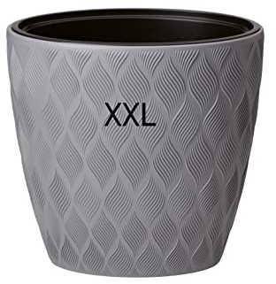 MELTOM Pflanzkübel Slim XXL Oval 3D Effekt Farbe mit Herausnehmbaren Einsatz, H: 60 cm (Grau)