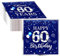 40 Stück Servietten zum 60. Geburtstag, Party-Dekorationen, 60 Jahre alt, silberblau, Einweg-Servietten, für Geburtstag, Getränke, Dessert, Kuchen, Tischdekorationen, 2-lagig, silberfarben, blauL8