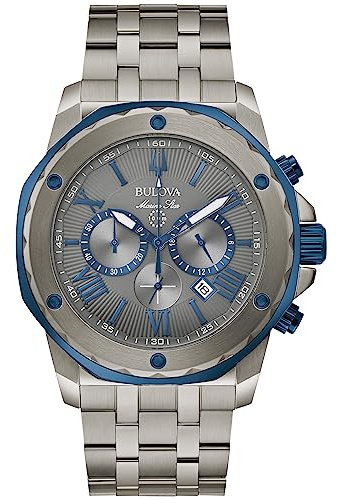Bulova Men's Marine Star 'Series A' Chronograph Quartz Watch, Luminous Markers, Rotating Dial, 100M Water Resistant, 44mm