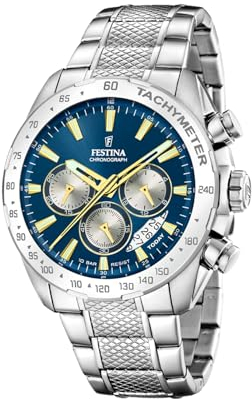 Festina Herren Uhr Timeless Chronograph blau Edelstahl Armband