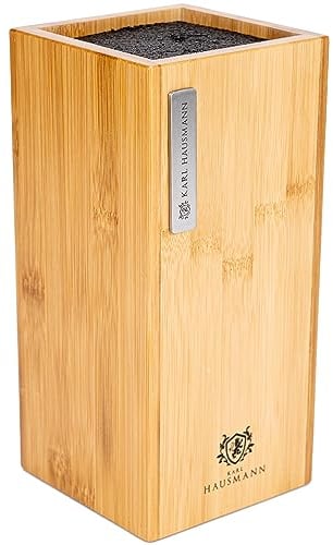 KARL HAUSMANN Porte Couteau de Cuisine Moderne en Bambou - Range Couteau de Cuisine - Support Couteaux Design en Bois - Rangement Pratique - Portes Couteaux Cuisine (20 x 10,8 x 10,8 cm)