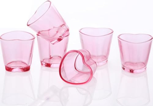 Ensemble de verres à liqueur en forme de cœur - Rose - 42,5 g