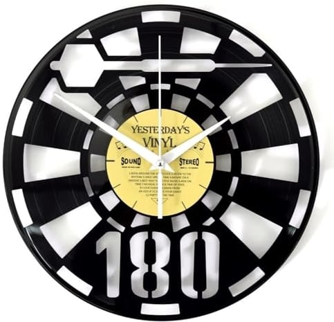 Darts 180 Vinyl Wanduhr aus Einer echten Schallplatte