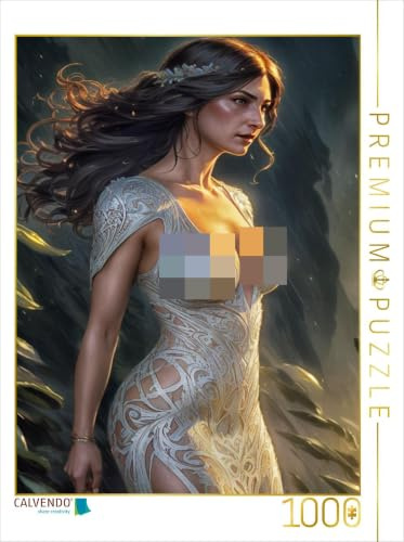 Puzzle · Der silbrige Glanz Dieses Modells lässt Moira Darin wie die | Mondgöttin wirken · Modefantasien: Mode und Models geschaffen durch… · 1000 Teile · Lege-Größe 64 × 48 cm · CALVENDO Puzzle