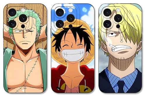 3 Stück Handyhülle für iPhone 7/iPhone 8/iPhone SE 2022/2020 Hülle 4.7'' Anime One Piece Luffy Zoro Gear 5 Sanji Nika Manga Muster Design Case Kameraschutz Schutzhülle TPU Silikon Weich Ultra Dünn