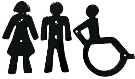 Plaque toilette Femme, Homme, Handicapé noir
