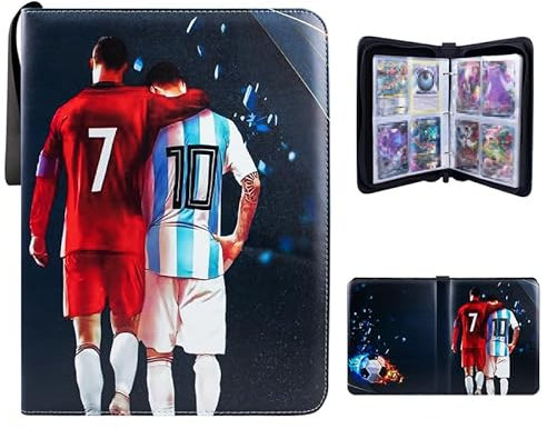 Sinmaklin Card Binder, Zip Trading Card Binder 4 Pocket, Removable Football Card Binder, Game Card Folder, 50 Double Side Pages Card Collection Folder, Trading Card Album Folder Hold Up to 400 Cards