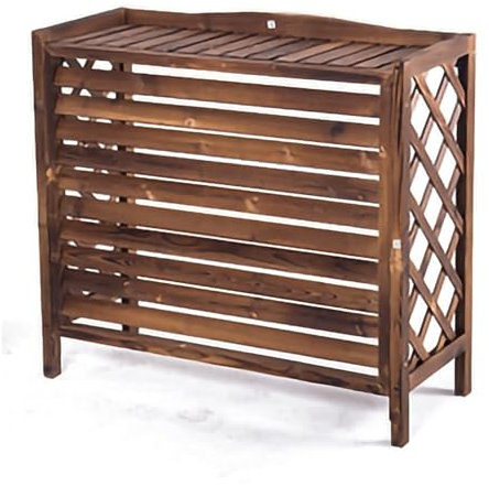 Outdoor Air Conditioning Cover,Air Conditioner Fence Screen Indoor/Outdoor Plant Stand, Wood Air Conditioner Hidden Cover, 4-Panel Air Conditioning Privacy Screen Fences, Carbonized (Color : Style 1