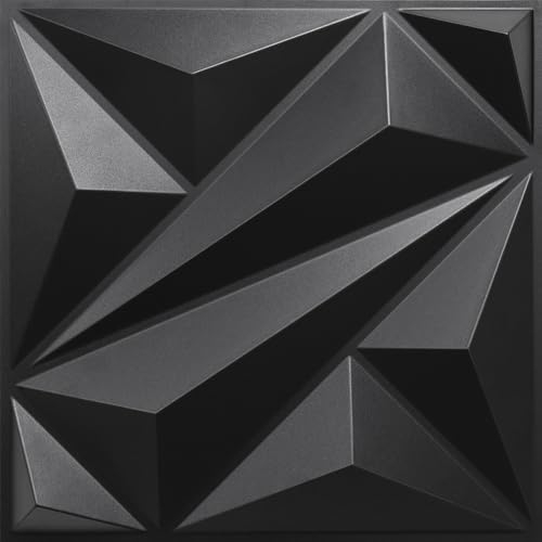 LEVOWAY 33 Pack 3D Wall Panels for Interior Wall Decor, 12''x12'' Black Accent Textured Wall Panels, Wall Covering Panles for Living Room, Gaming Room, TV Background, Cover 32 Sq.Ft