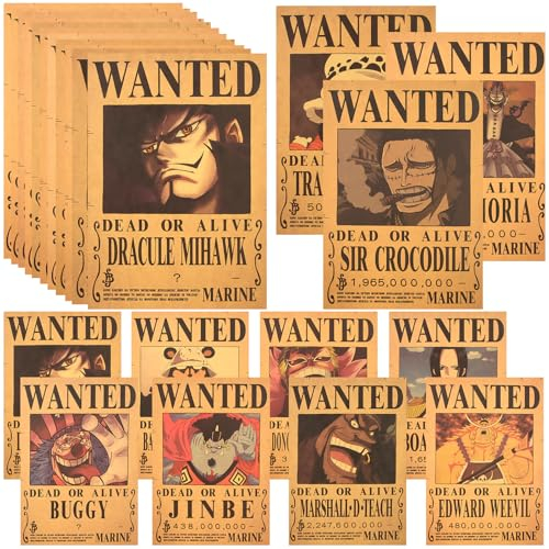 KEVRDRT Wanted Poster Vintage, Anime Poster, Posters7,5 x 11,2 Zoll, Wandcollage-Kits, Schlafzimmer Wandcollage, geeignet für Anime-Fans, Geschenk, Jungen, Mädchen, Raumdekoration (Qiwuhai)