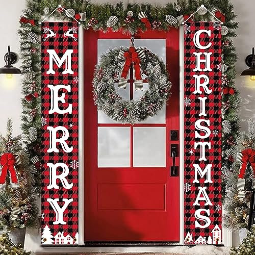 Banner Natalizio Per Porta, 2 Pezzi Decorazioni Natalizie, Fuori Porta Natalizio, Decorazioni Natale Porta Ingresso, Copriporta Natalizio, Decorazioni Parete Decorazioni Porta Natale, Banner Natalizio