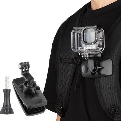 TKOOFN Supporto da Zaino e Spallacci, Clip Magnetica a Sgancio Rapido per GoPro Hero 12 11 10 9 8 7 6 Max, DJI OSMO Action, Supporto per Zaino Universale a Sgancio Rapido a 360° per Action Camera