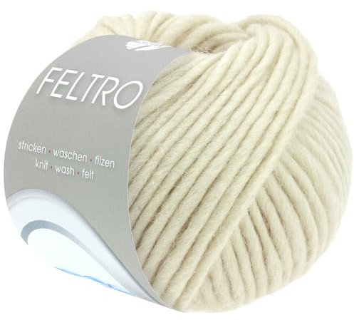 LANA GROSSA Feltro | Filzgarn für Kreativhandwerk, vielseitig, hochwertige Wolle zum Nass- und Trockenfilzen | Handstrickgarn aus 100% Schurwolle | 50g Wolle zum Stricken & Häkeln | 50m FB 121