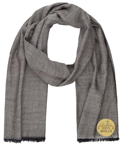 LINDENMANN Herren Textil-Schal grau – 100% Wolle, gewebt