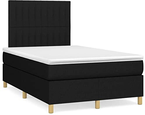 OHOOWOO Boxspringbett mit Matratze Schwarz 120x190 cm Stoff,Boxspringbett für erholsame Nächte mit höhenverstellbarem Kopfteil und Taschenfederkernmatratze