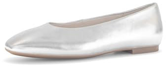 Gabor Damen Klassische Ballerinas, Frauen Flats,Ballerina-Schuhe,Ballett-Schuhe,Ballet-Flats,flach,Ausgehschuhe,Abendschuhe,Silber,40 EU / 6.5 UK
