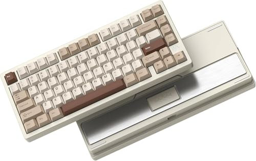 LQXQ RD75 Pro 75% Gaming Tastatur, Quick Release Wireless Aluminium, VIA Tri-Mode Mechanische Tastatur Custom Hot Swappable mit RGB Creamy Keyboard für Windows/Mac/PC - Beige