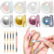 Rose Gold Chrome Nail Powder: LEDSUUEI Shiny Mirror Effect Nail Chrome Powders, White Pearl Chrome Nail Powder Glazed Donut Metal Nail Glitter, Easy Use with 1 Silicone Nail Brush Nail Art Decor Set
