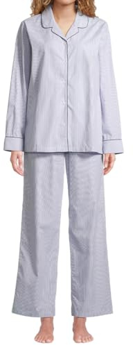 Seidensticker Damen Pyjama – Eleganter Web-Pyjama mit Knopfleiste, Gummizug & Taschen – Weiche 100% Baumwolle, Langarm & Langbein – Komfortabler Schlafanzug für Entspannte Nächte