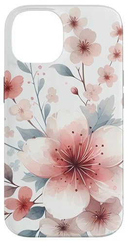 Aesthetic Cute Watercolor Cherry Blossom Floral Flowers Case for iPhone 14