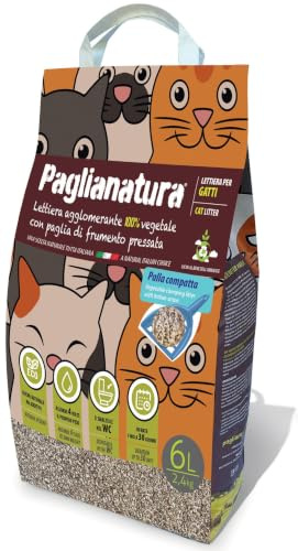 Paglianatura — Natürliches, agglomerierendes Katzenstreu — 2,4 kg (6 l) — hohe Saugfähigkeit, geruchshemmend, umweltfreundlich