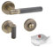 Beschläge Hamburg | Türgriff Türbeschlag MUNICH-X 07 AB WC | Bad Türklinke mit Gitternetzstruktur für Toiletten Innentüren | Karomuster Drückergarnitur | ø51x10mm | Türdrücker in messingfarben antik