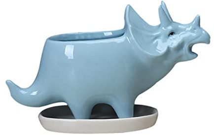 BESPORTBLE Dino Blumentopf Aus Keramik Dinosaurier-blumentopf Als Sukkulenten-blumentopf Blumenhalter Für Setzlinge Triceratops-blumentopf Für Home Office Garten-Requisiten
