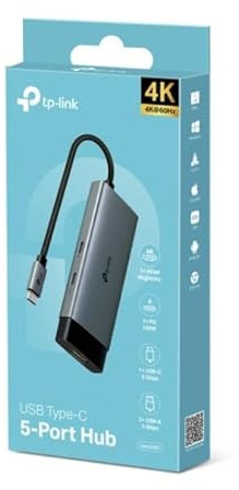 TP-Link UH5020C Hub USB-C 5 in 1-2 porte USB 3.0, 2 porte USB-C, design compatto e leggero, ad alta velocità di trasferimento dati, Plug & Play per PC, Mac e dispositivi USB-C