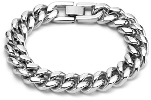 Pulsera de Plata con Eslabones Cubanos para Hombre - Cadena Regalo para Papá, Novio o Marido - 21cm