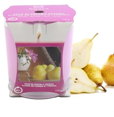 Scented Candle Pear Blossom & Freesia 170g Single Wick 45hrs Glass Jar Gift Idea