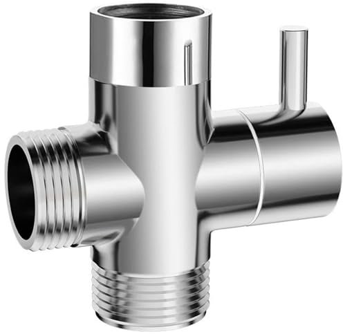 G1/2 Shower Diverter Valve - 3-Way Shower Splitter with Rubber Seal, Chrome-Plated Replacement Valve for Shower Systems - Durable & Easy to Install (Plastic)