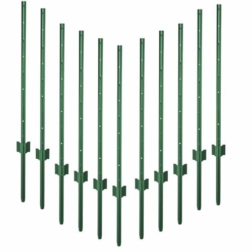 Garmix Metall Pfosten Zaunpfosten Zaunpfahl für Gartenzaun 105cm Grün 11 Stück