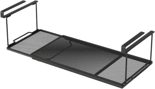 SVUPUE Schwarz Küchenschrank Organizer,Unterschrank organizer,Unterregal hängekorb,Verstellbarer Hängendes Unterschrankregal Metall 38-70cm,für Aufbewahrung in Küche, Schlafzimmer und Büro