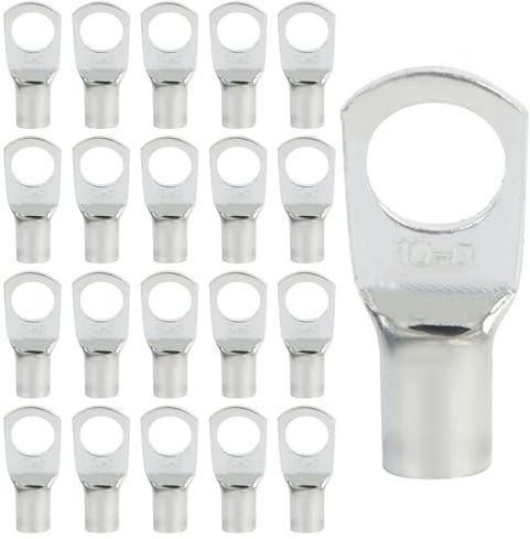20 Ringkabelschuhe SC10-8, Verzinntes Kupfer, 10mm² M8 | Hohe Leitfähigkeit für Batterien | Wechselrichter, Motorräder, Autos und Elektroinstallationen