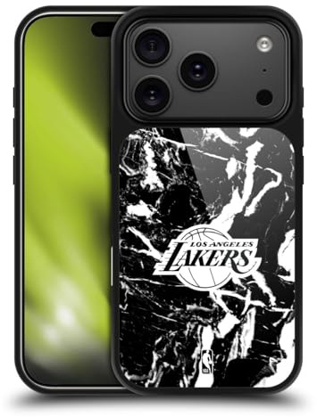 Head Case Designs Offizielle NBA Schwarzer Marmor Los Angeles Lakers Gel Armour Hülle [Militärischer Schutzgrad] kompatibel mit Apple iPhone 17 Pro