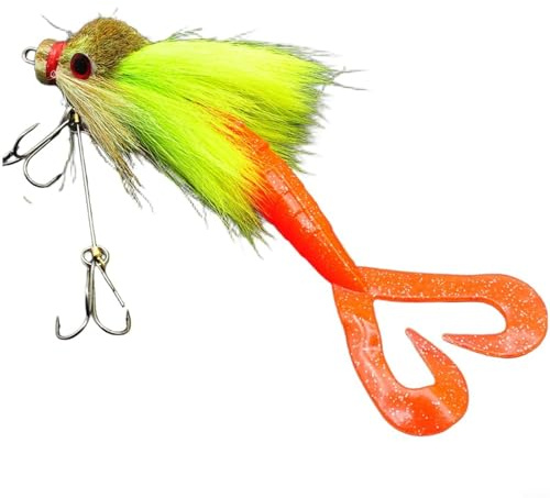 Glomc Pike Lures,Multi Jointed Swimbait Mouse Shape Lure With Curved Twin- Tail And Steel Wire Hooks Realistic Swimming Action Artificial Bait For Bass Pike Trout Fishing(green)