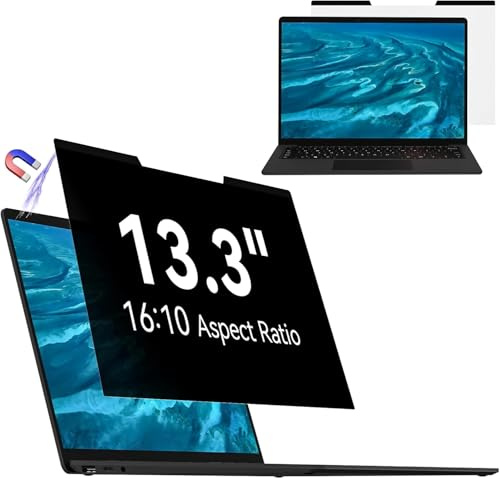 Mamol Magnetischer sichtschutz für 13,3 Zoll Laptop 16:10, Abnehmbarer Sichtschutzfolie, Anti Blaulicht Blendschutz Blickschutz folie Displayschutz für Lenovo Hp Dell Acer Asus Thinkpad Envy Xps