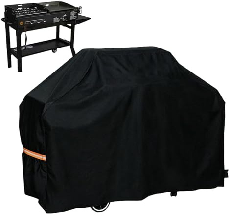 Heavy Grill Guard, Fastening Strap Design, 145x61cm Outdoor BBQ Shield, Oxford Fabric Cooker Case Kit, Patio Smoker Accessory with Windproof Buckles, Barbecue Protector Use for Backyard Camping Beach