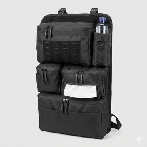 QIZUN Autositz Organizer für VW ID.Buzz 2022-2025, Rücksitz Tasche Formstabil Ohne Durchhängen, Oxford Schoner für Camping Outdoor Zubehör, 62x42cm