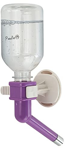 POODLIE Poodle Pet Water Feeder Bottle Container Dispenser for Cage or Kennel – Gravity Hydration Fountain with Spigot Spout for Dogs, Cats, Hamsters, Rabbits & Other Small Animals