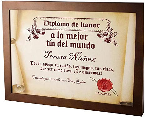 CALLE DEL REGALO Diploma pergamino a la mejor tía
