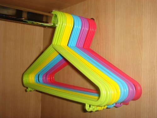 LIVIVO Children Baby Kids Hangers - Pack of 40 - Made From Strong Child-Safe Non-Toxic Plastic with Rounded Edges, 2 Hooks for Extra Storage (Multicoloured)