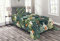 ABAKUHAUS Hawaii Tagesdecke Set, Bunte Polynesien Pflanze, Set mit Kissenbezug Romantischer Stil, für Einzelbetten 170 x 220 cm, Fern Green Jade Grün Orange