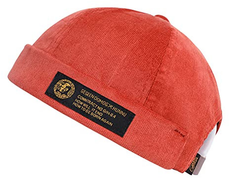 Herrenmütze, Dockermütze, Beanie, Matrosenmütze, Arbeitermütze, Rollmanschette, Retro, randlos, verstellbar, 7019-Rot, Einheitsgröße