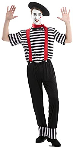 Kostüm Pantomime Clown Damen oder Herren Einheitsgrößen schwarz weiß Karneval (Herren)