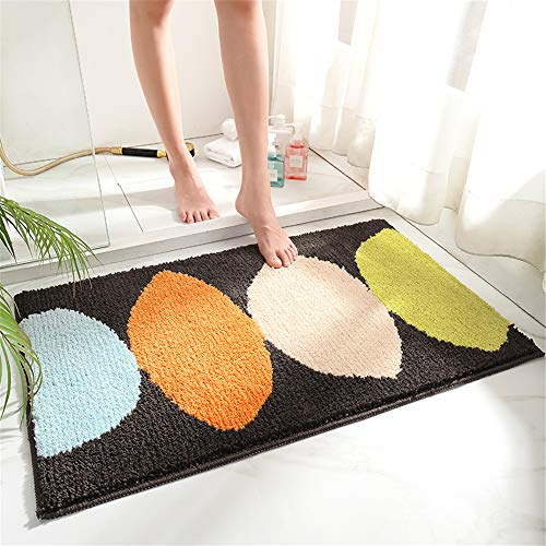 Badezimmermatte Weicher Saugfähig Badezimmerteppich, Treer Mikrofaser Beflockung Badematten Antirutsch Badvorleger Duschteppich Waschbar Badteppich (Mehrfarbig,50x80cm)