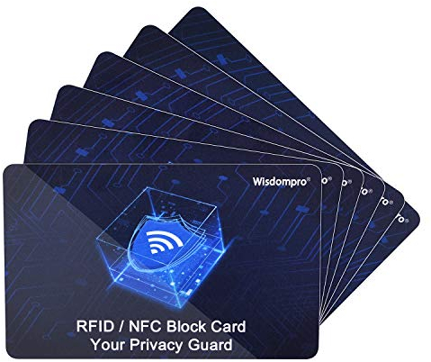 wisdompro Lot de 6 cartes de blocage RFID/NFC, protection de carte de crédit, protection de carte sans contact, bloqueur de cartes RFID pour cartes de débit, cartes d'identité, passeport, portefeuille