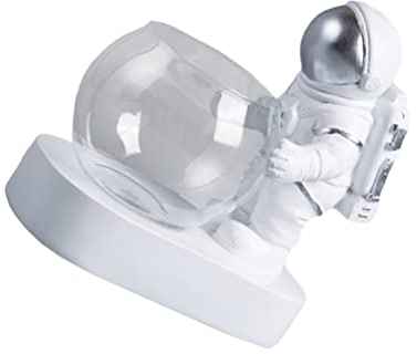 SOLUSTRE Glasvase Modern Astronaut Figur Kugelvase Glas Hydrokultur Vase LED Nachtlicht Blumenvase Blumentopf Schreibtischlampe Aquarium Dekofigur Wohnzimmer Tischdeko Büro Deko Objekt